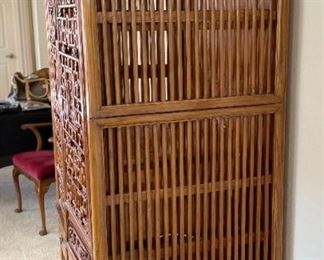 AS-IS Chinese Lattice Armoire Wardrobe Cabinet	77x52x31in	HxWxD
