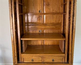 AS-IS Chinese Lattice Armoire Wardrobe Cabinet	77x52x31in	HxWxD
