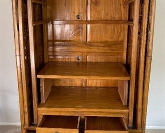 AS-IS Chinese Lattice Armoire Wardrobe Cabinet	77x52x31in	HxWxD
