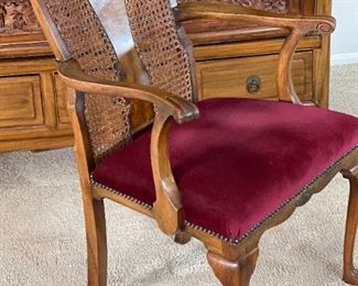 Antique Burl Wood Cane Back Chair	39x23x24in	HxWxD
