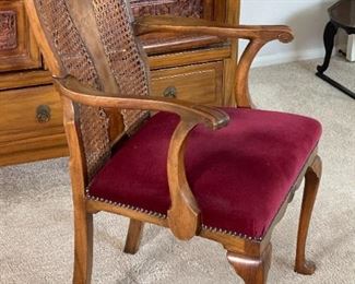 Antique Burl Wood Cane Back Chair	39x23x24in	HxWxD
