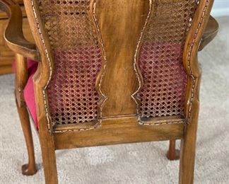 Antique Burl Wood Cane Back Chair	39x23x24in	HxWxD
