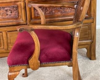 Antique Burl Wood Cane Back Chair	39x23x24in	HxWxD
