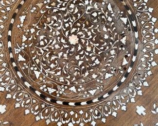 Antique Moroccan Bone Inlay Octagon Side Table folding	26x26x26in	HxWxD
