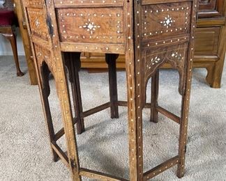 Antique Moroccan Bone Inlay Octagon Side Table folding	26x26x26in	HxWxD
