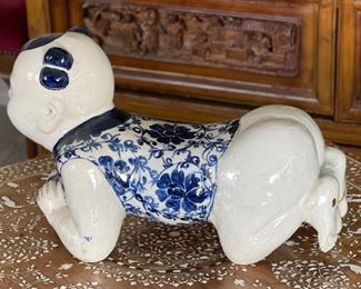 AS-IS Chinese Porcelain Opium Pillow  Blue & White	9 x 6.5 x 14.5	HxWxD
