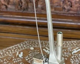 Antique Chinese Poppy Opium Pipe Etched Silver	11.5 inches high	
