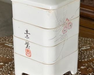 Antique Chinese Porcelain Stacking Box 4 tier	9.5 x 5.75 x 5.75	HxWxD

