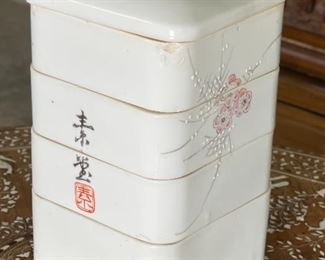 Antique Chinese Porcelain Stacking Box 4 tier	9.5 x 5.75 x 5.75	HxWxD
