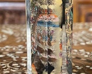 Chinese Inside Reverse Hand Painted Glass Perfume/Snuff Bottle  #1	3 inches high	
