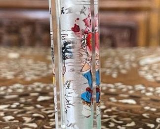 Chinese Inside Reverse Hand Painted Glass Perfume/Snuff Bottle  #2	3 inches high	
