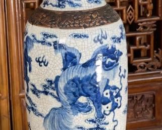 AS-IS Antique Chinese Blue & White Porcelain Vase Dragon	26 x 7 diameter At open	
