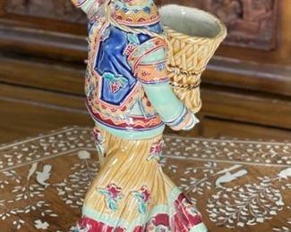 As-Is Japanese Porcelain Woman figurine signed basket	10.75 inches high	
