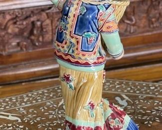 As-Is Japanese Porcelain Woman figurine signed basket	10.75 inches high	
