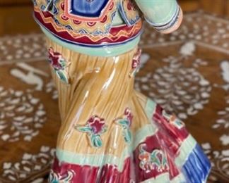 As-Is Japanese Porcelain Woman figurine signed basket	10.75 inches high	
