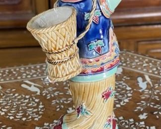 As-Is Japanese Porcelain Woman figurine signed basket	10.75 inches high	
