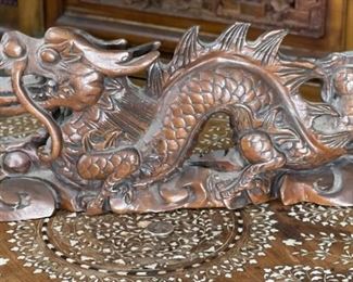 Hand Carved Chinese Wood Dragon	7 x 2.5 x 16in	HxWxD
