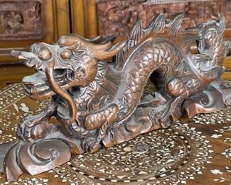 Hand Carved Chinese Wood Dragon	7 x 2.5 x 16in	HxWxD
