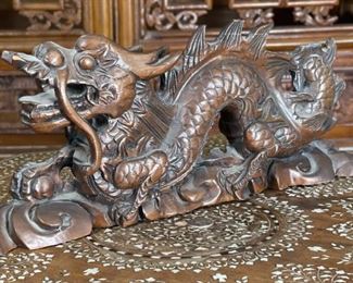 Hand Carved Chinese Wood Dragon	7 x 2.5 x 16in	HxWxD
