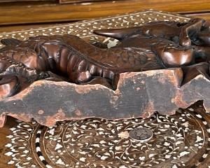 Hand Carved Chinese Wood Dragon	7 x 2.5 x 16in	HxWxD
