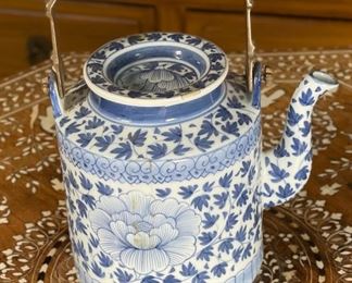 Hand Painted Thailand Teapot Blue & White Flower	8 x 5x 7in	HxWxD
