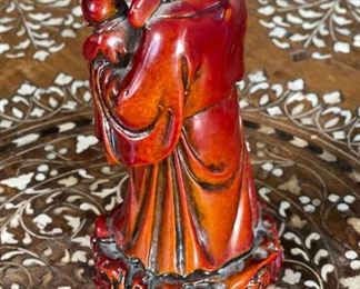 Chinese Wise Man Figurine Holding Child Feng Shui	5 inches high	
