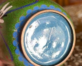 2pc 6in Cloisonne Vases PAIR	6in h  x 2in diameter at opening	
