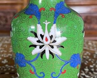 2pc 6in Cloisonne Vases PAIR	6in h  x 2in diameter at opening	
