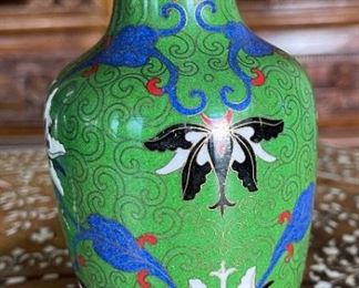 2pc 6in Cloisonne Vases PAIR	6in h  x 2in diameter at opening	
