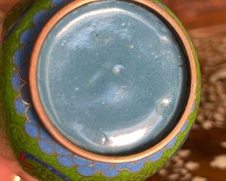 2pc 6in Cloisonne Vases PAIR	6in h  x 2in diameter at opening	
