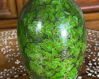 2pc 8in Cloisonne Vases PAIR Large	8in H x 2.5in  Diameter at opening	
