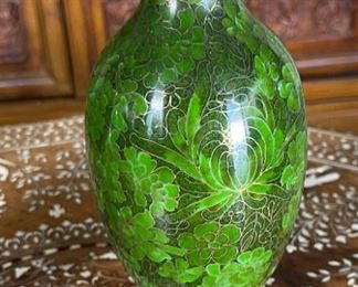 2pc 8in Cloisonne Vases PAIR Large	8in H x 2.5in  Diameter at opening	
