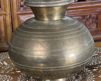 Hammered Brass Vase	9.5in H  x 5.5 in diameter at opening	
