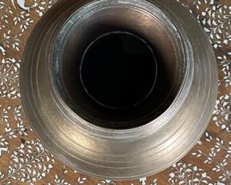 Hammered Brass Vase	9.5in H  x 5.5 in diameter at opening	
