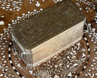 Chinese Antique Etched Brass Box Hinged #1	2.75x6x3in	HxWxD
