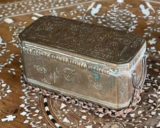 Chinese Antique Etched Brass Box Hinged #1	2.75x6x3in	HxWxD

