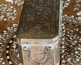 Chinese Antique Etched Brass Box Hinged #1	2.75x6x3in	HxWxD
