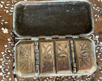 Chinese Antique Etched Brass Box Hinged #1	2.75x6x3in	HxWxD
