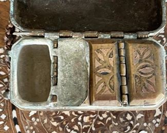 Chinese Antique Etched Brass Box Hinged #1	2.75x6x3in	HxWxD
