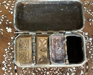 Chinese Antique Etched Brass Box Hinged #1	2.75x6x3in	HxWxD
