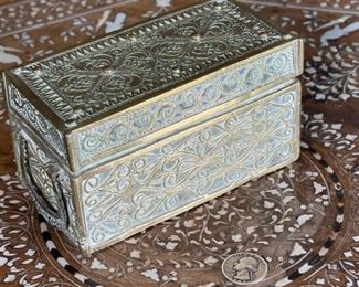 Chinese Antique Etched Brass Box Hinged #2	4x6x3in	HxWxD
