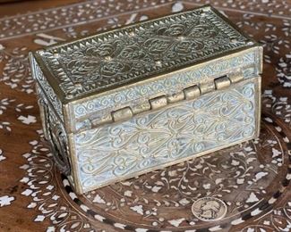 Chinese Antique Etched Brass Box Hinged #2	4x6x3in	HxWxD
