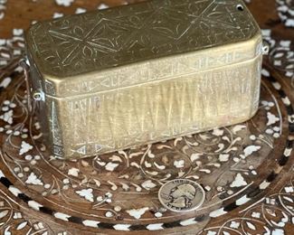 Chinese Antique Etched Brass Box Hinged #3	2.5x5x2.25in	HxWxD
