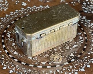 Chinese Antique Etched Brass Box Hinged #3	2.5x5x2.25in	HxWxD

