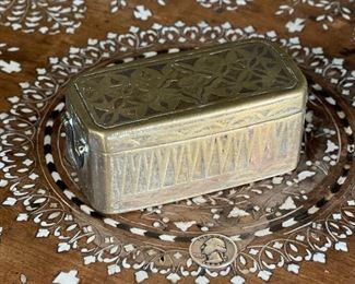 Chinese Antique Etched Brass Box Hinged #3	2.5x5x2.25in	HxWxD
