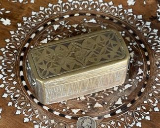 Chinese Antique Etched Brass Box Hinged #4	2x4.75x2.25in	HxWxD
