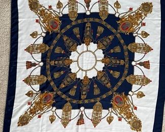 Hermes Paris Silk Scarf Medallions & Tassels	35x34in	
