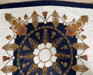 Hermes Paris Silk Scarf Medallions & Tassels	35x34in	
