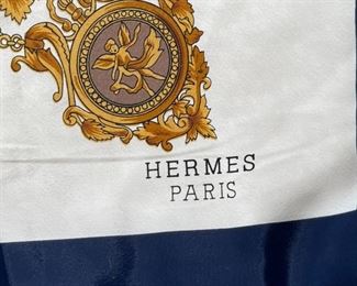 Hermes Paris Silk Scarf Medallions & Tassels	35x34in	
