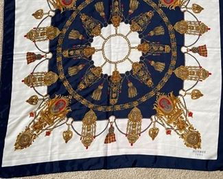 Hermes Paris Silk Scarf Medallions & Tassels	35x34in	
